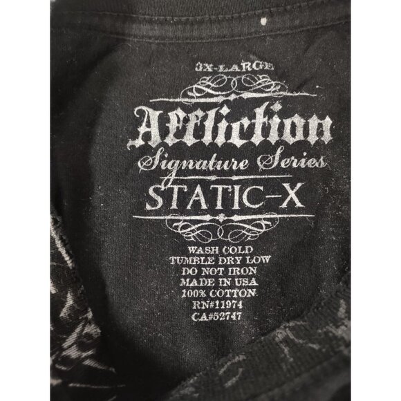 RARE! Affliction x Static X Collab Size 3XL XXXL Y2K  Biker Vintage Insa… - Picture 7 of 11
